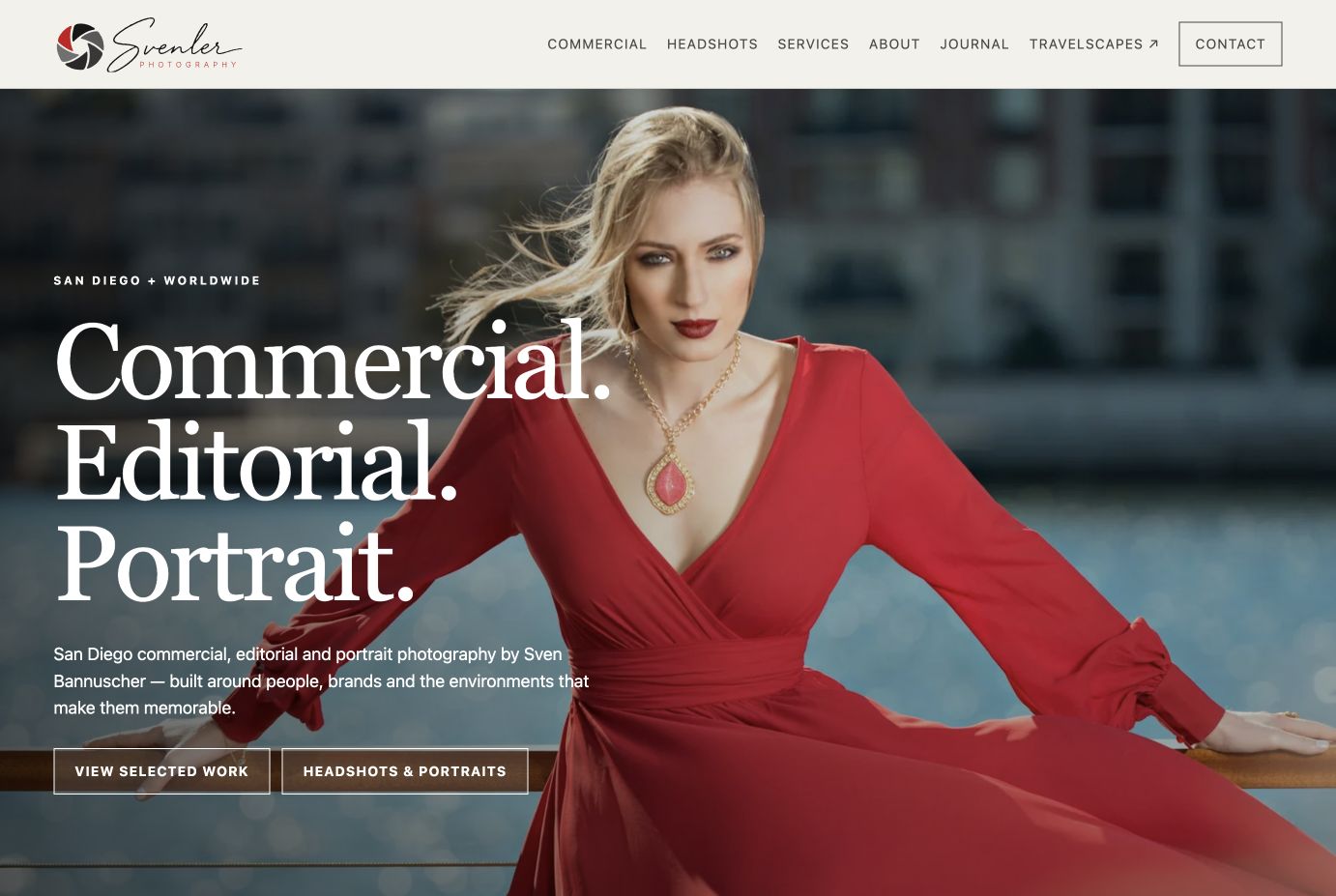 Current Svenler Photography website on desktop