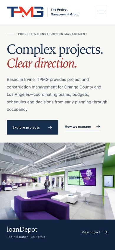 TPMG: actual mobile homepage