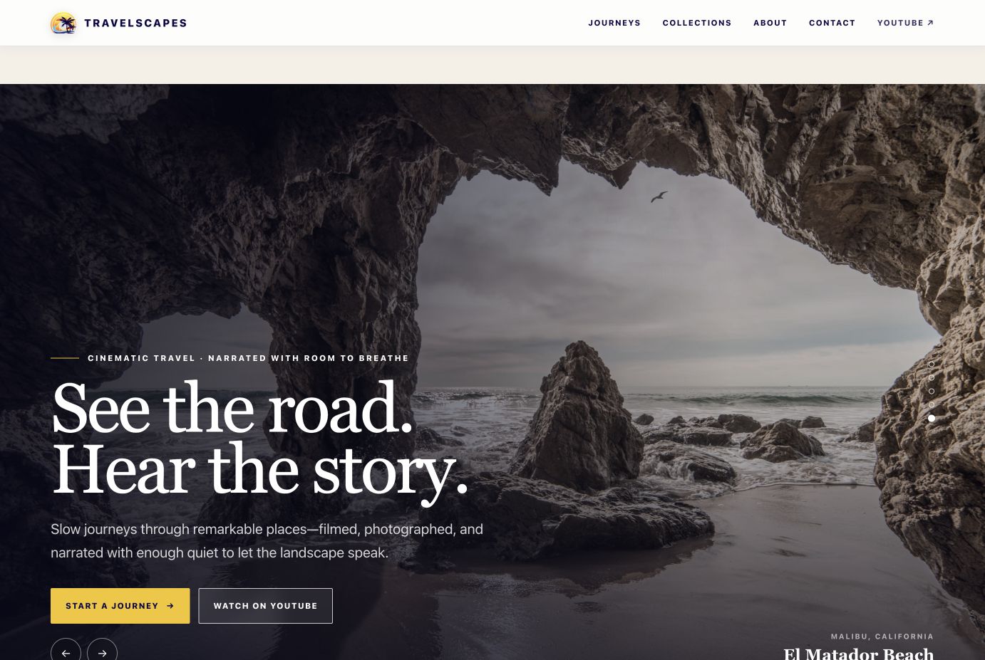 Current Travelscapes website on desktop